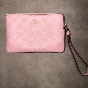 Coach Light Pink Wristlet with Gold Accents